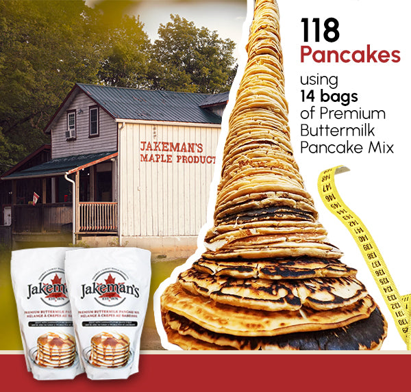 We made a GIANT stack of pancakes