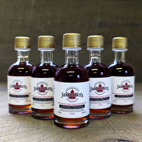 Jakeman’s 50ml Pure Ontario Maple Syrup Mini Leo Glass Bottles (5-Pack)